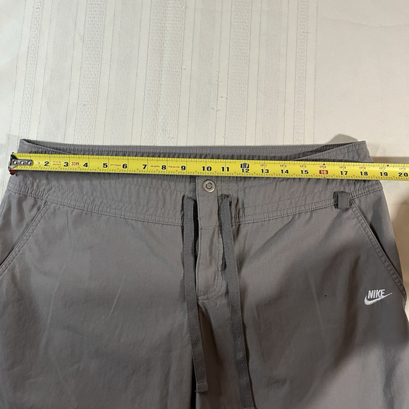 Y2K Nike 90s Grey Women Large Parachute Capri Cargo Track Baggy Wide Leg Pants - Picture 11 of 11